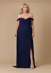 Dylan And Davids Off Shoulder Long Formal Evening Dress In Blue