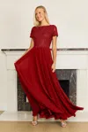 Dylan And Davids Short Sleeve Mother Of The Bride Evening Dress In Burgundy