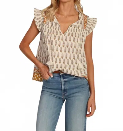 Dylan Avalon V-neck Top In Beige