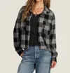 Dylan Beth Crop Shirt Jacket In Black Grey In Black