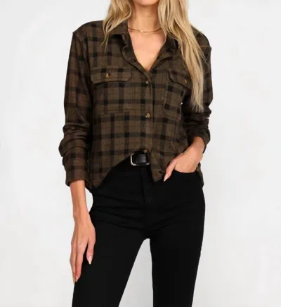 Dylan Beth Crop Shirt Jacket In Brown Black