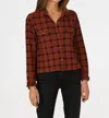 Dylan Beth Crop Shirt Jacket In Rusty Red Black In Multi