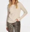 Dylan Waffles Long Sleeve Crew Sweater In Ecru In Neutral