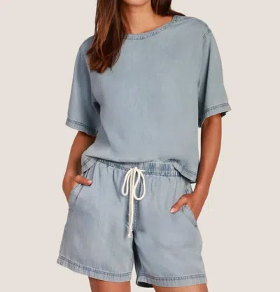 Dylan Button Back Top In Light Denim In Blue
