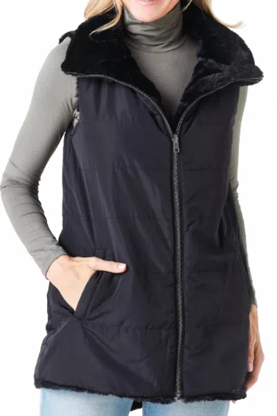 Dylan By True Grit Women's Fur Reversible Vest In Black