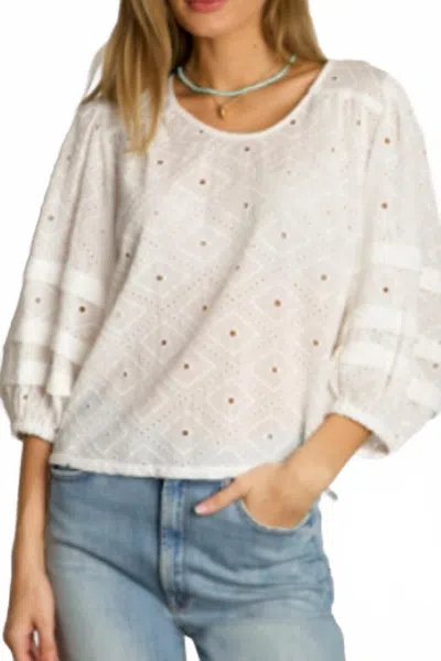 Dylan By True Grit Women's Pleat Sleeve Top In White In Neutral