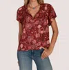 Dylan Camelia Top In Red Multi In Multi