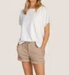 Dylan Caplet Short Sleeve Top In White In White