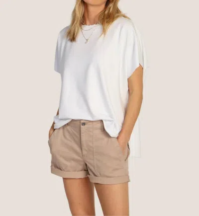 Dylan Caplet Short Sleeve Top In White