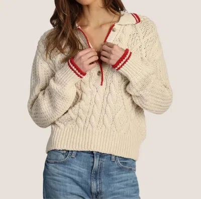 Dylan Charlotte Cable Button Sweater In Natural In Beige
