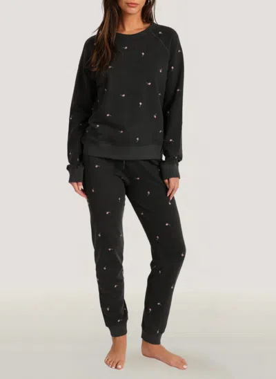 Dylan Chloe Rose Embroidered Jogger In Black
