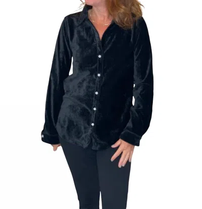 Dylan Classic Velvet Shirt In Black In Blue