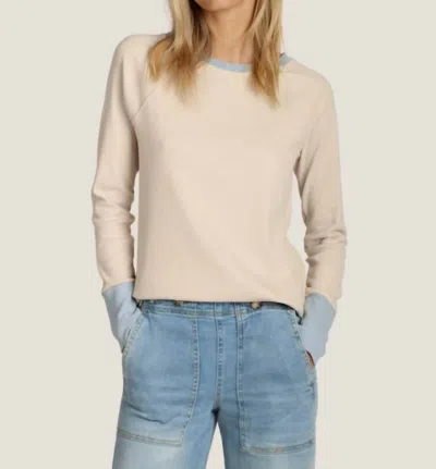 Dylan Contrast Rib Raglan Top In Natural/sky In Neutral