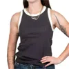 Dylan Contrast Rib Tank In Black/white In Black