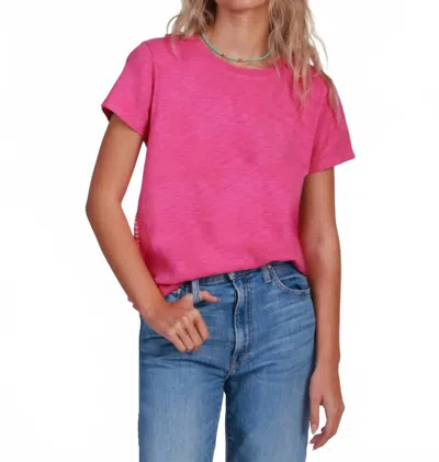 Dylan Contrast Stitch Crew Neck Tee In Pink Natural In Multi