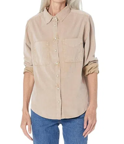 Dylan Cord Tucker Shirt In Laguna Wood In Beige