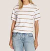 Dylan Cove Stripe Tee In White/brown In Multi