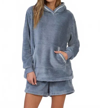 Dylan Cozy Hooded Pullover In Denim In Blue
