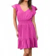 Dylan Day V-neck Mini Dress In Bold Berry In Pink