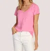 Dylan Deep Short Sleeve V-shirt Tail Tee In Strawberry In Pink