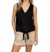 Dylan Deep V Sleeveless Tie Top In Black In Black