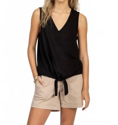 Dylan Deep V Sleeveless Tie Top In Black