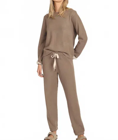 Dylan Dream Raw Edge Cuff Sweatshirt In Soft Brown In Multi