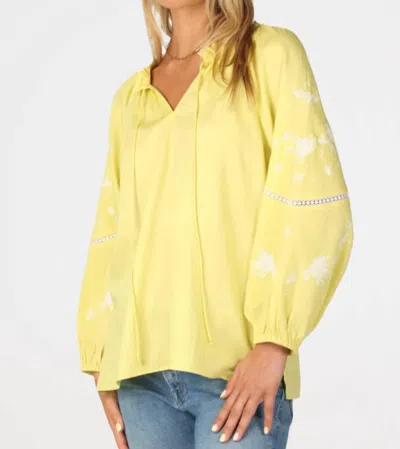 Dylan Embroidered Blouse In Lemon In Yellow