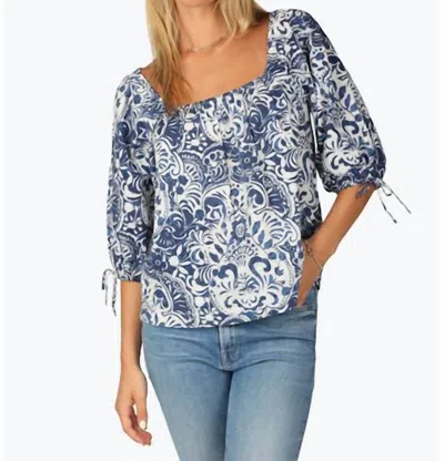 Dylan Emma Puffsleeve Blouse In Blue