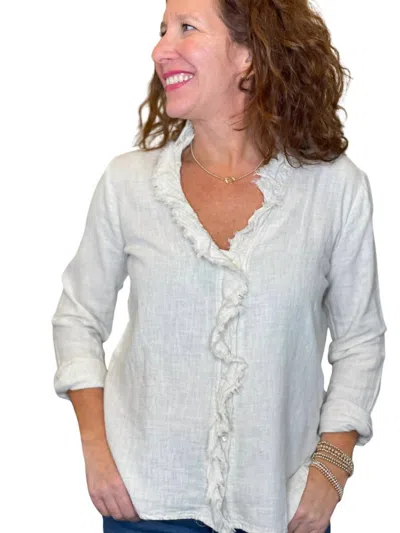 Dylan Everly Ruffle Blouse In Natural In White