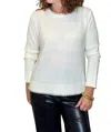 DYLAN EVERYDAY BLANKET STITCH SWEATER IN WHITE