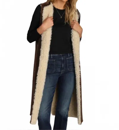 Dylan Faux Shearling & Reversible Vest In Brown/cream Shearling In Multi