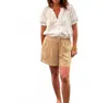 Dylan Gauze Drawstring Short In Khaki In Gold