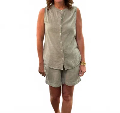 Dylan Gauze Drawstring Short In Sage In Gray