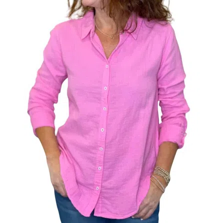 Dylan Gauze Taylor Shirt In Pink Villa In Multi