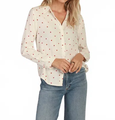 Dylan Hearts Button Down Shirt In White In Multi