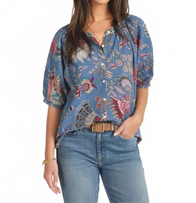 Dylan Laurel Blouse In Multi In Blue
