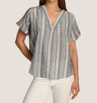 Dylan Linen Stripe Top In Black