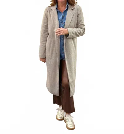 Dylan Logan Knit Coat In Brown In Grey