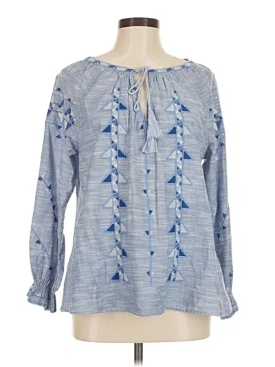 Pre-owned Dylan Long Sleeve Blouse In Blue
