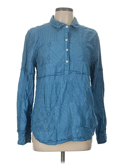 Pre-owned Dylan Long Sleeve Blouse In Blue