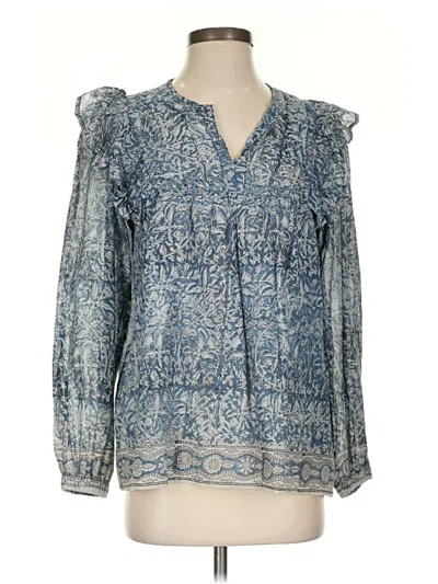 Pre-owned Dylan Long Sleeve Blouse In Blue