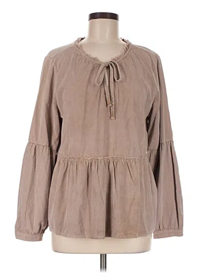 Pre-owned Dylan Long Sleeve Blouse In Brown