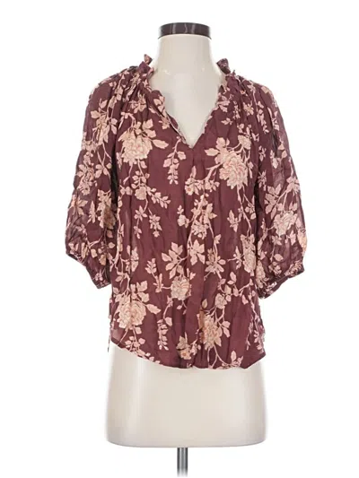 Pre-owned Dylan Long Sleeve Blouse In Burgundy