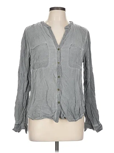 Pre-owned Dylan Long Sleeve Blouse In Gray