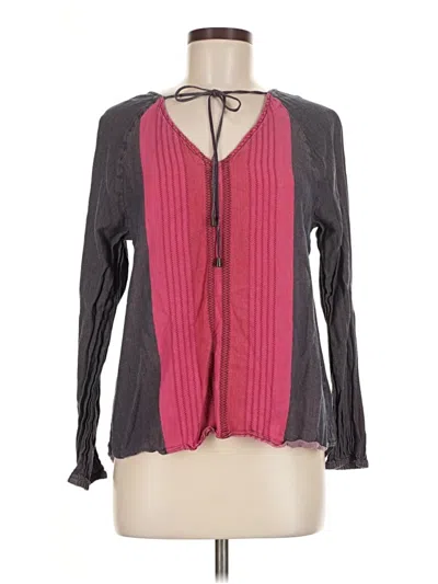 Pre-owned Dylan Long Sleeve Blouse In Gray