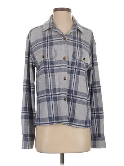 Pre-owned Dylan Long Sleeve Blouse In Gray