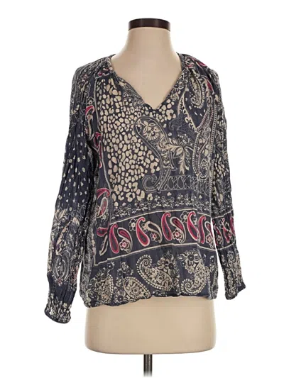 Pre-owned Dylan Long Sleeve Blouse In Gray