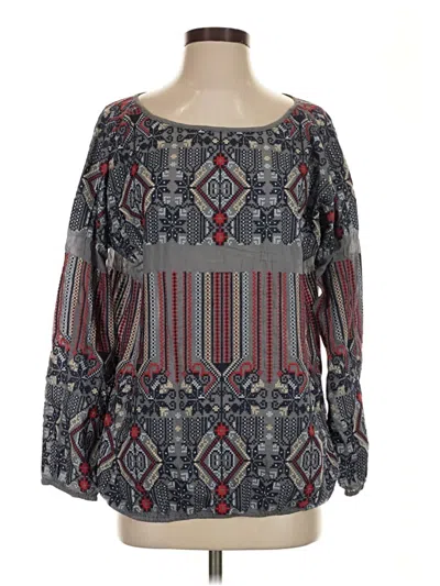 Pre-owned Dylan Long Sleeve Blouse In Gray