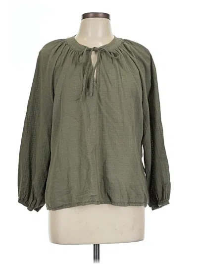 Pre-owned Dylan Long Sleeve Blouse In Green